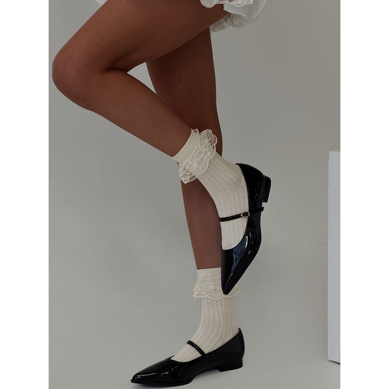 Josefina Frill Sock White