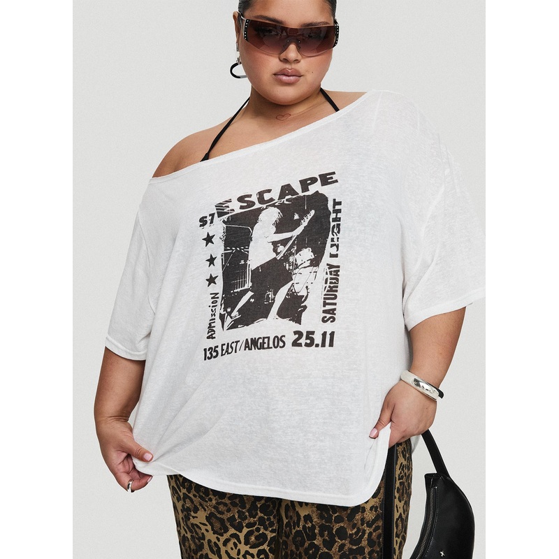 Kippa Off The Shoulder Tee White Curve