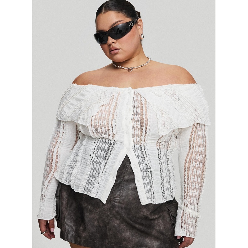 Lisbeth Off The Shoulder Top White Curve