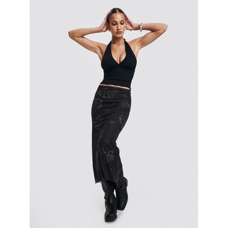 Eleazar Mesh Maxi Skirt Black
