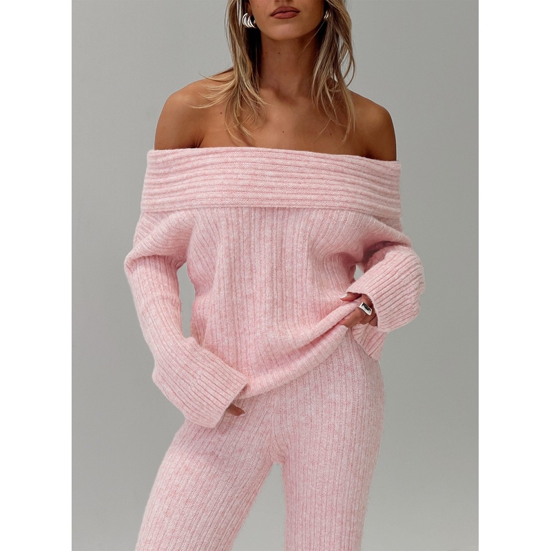 Icicle Off Shoulder Knit Sweater Pink
