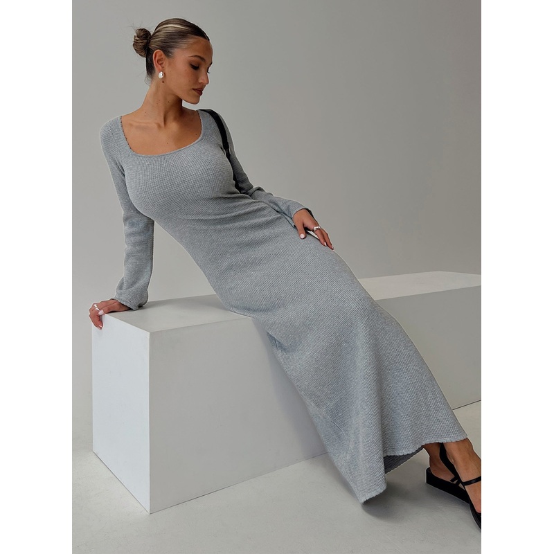 Kattan Long Sleeve Maxi Dress Grey