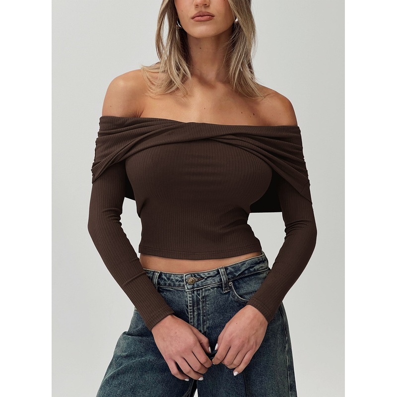 Myrina Long Sleeve Top Brown