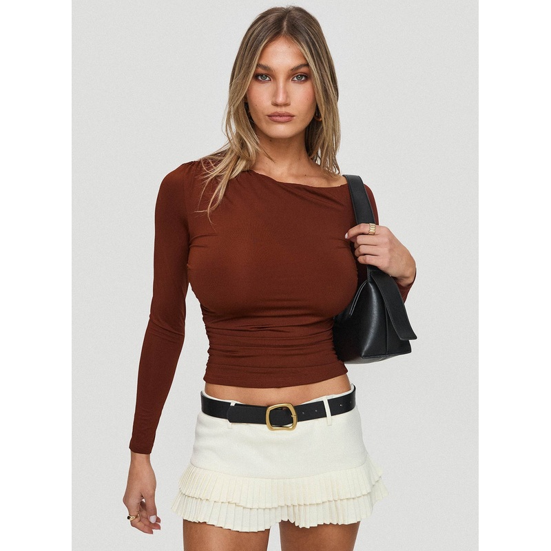 Spiller Off The Shoulder Top Brown
