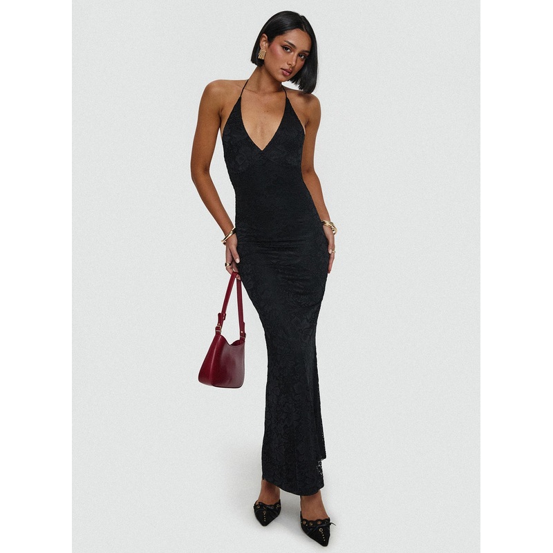 Beautie Halter Maxi Dress Black