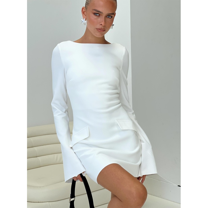 Carters Long Sleeve Mini Dress White