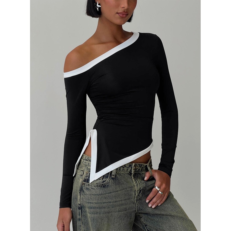 Fake Smile Long Sleeve Top Black