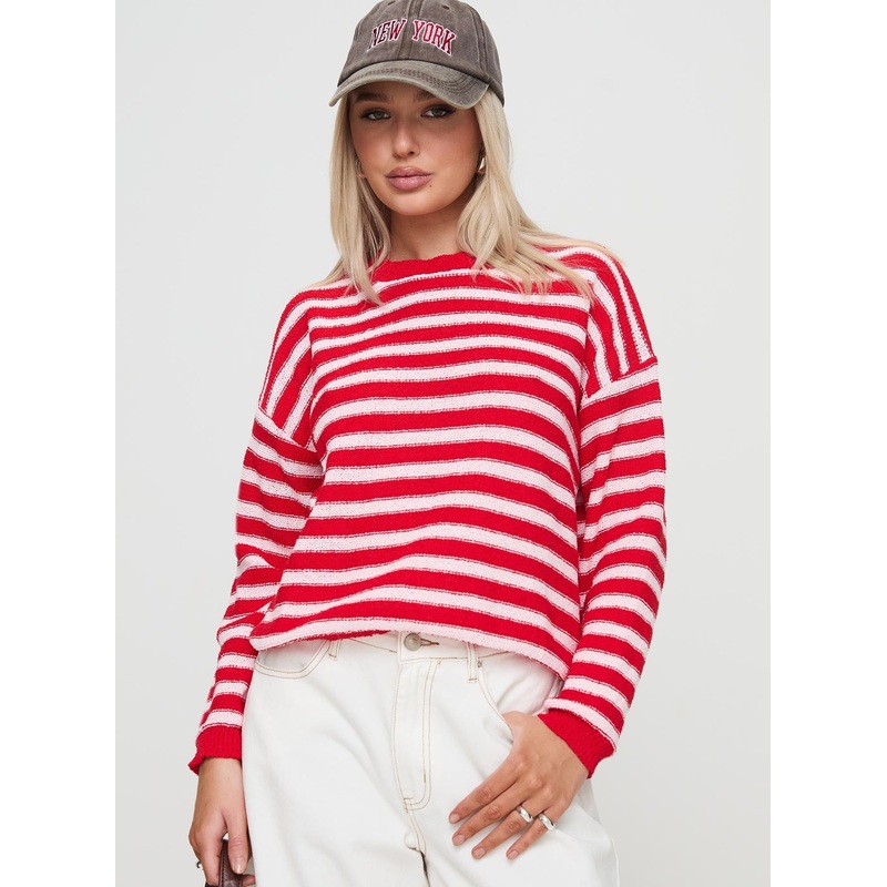 Freeze Knit Sweater Red