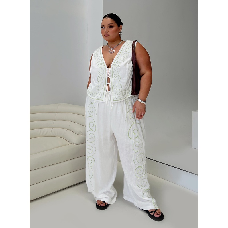 Kindred Pants White / Green Curve