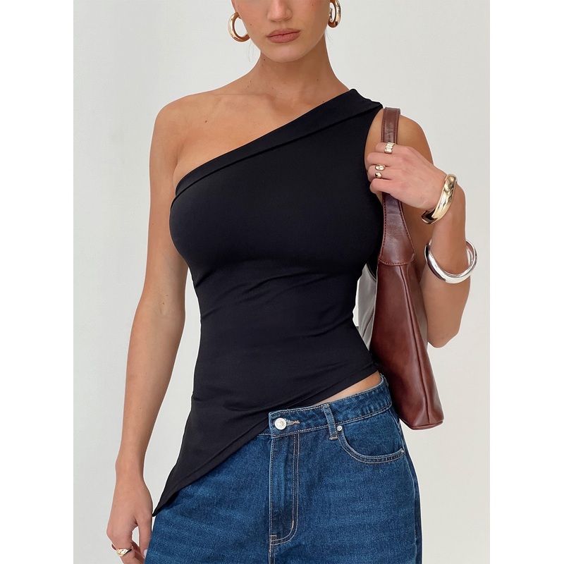 Lunah One Shoulder Top Black