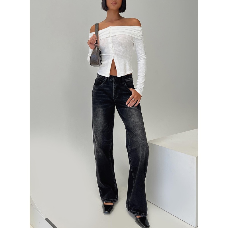 Mezze Straight Leg Jeans Washed Black