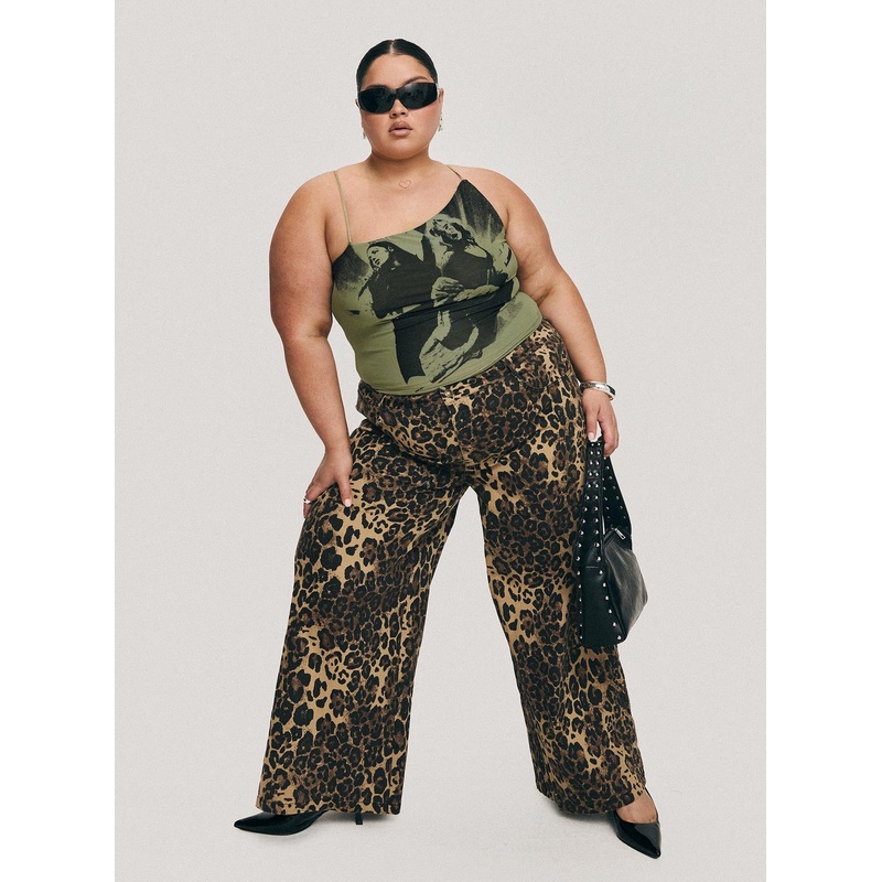 Pantar Low Rise Pants Leopard Curve