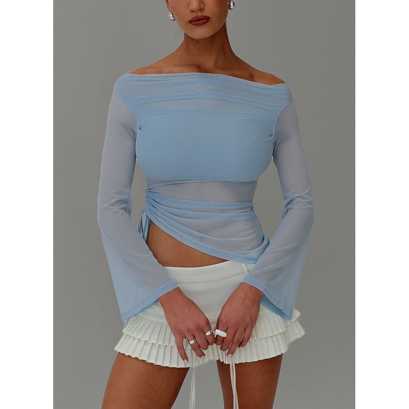 Telescopic Off Shoulder Top Blue