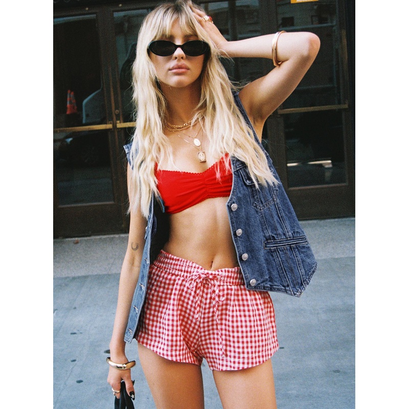 Beach House Shorts Red / White Gingham Petite
