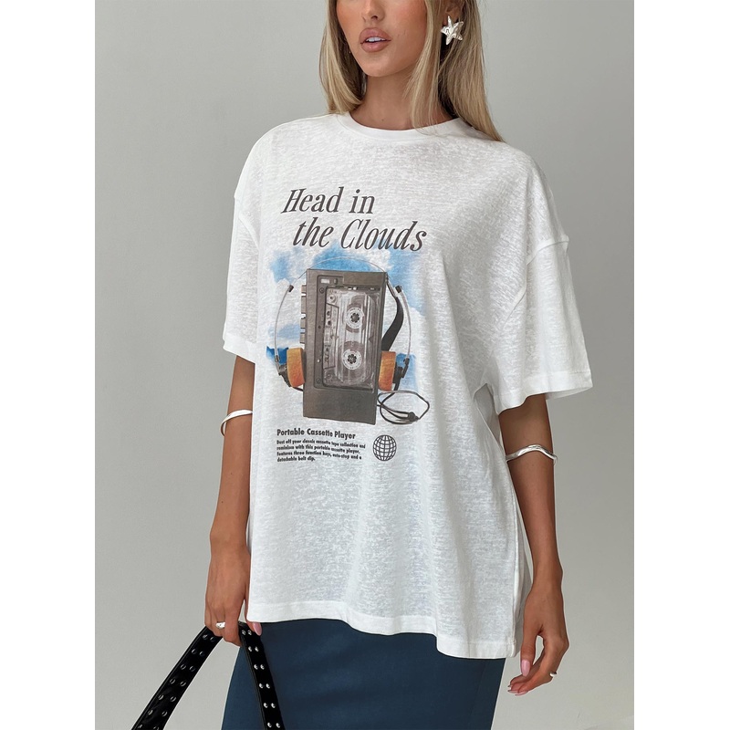 Cloud Cassette Oversized Tee White