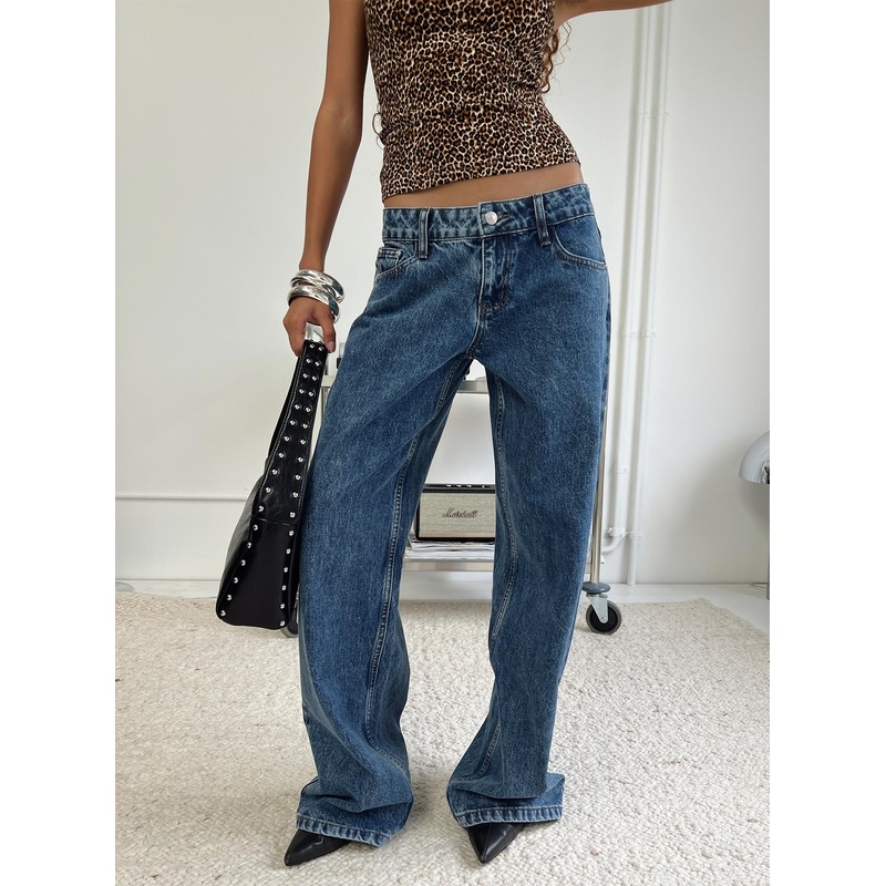Ellanor Low Rise Slouch Denim Jean Mid Blue