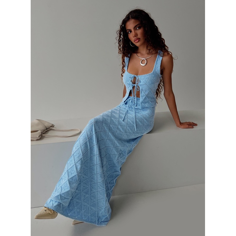 Giulia Knit Maxi Skirt Blue