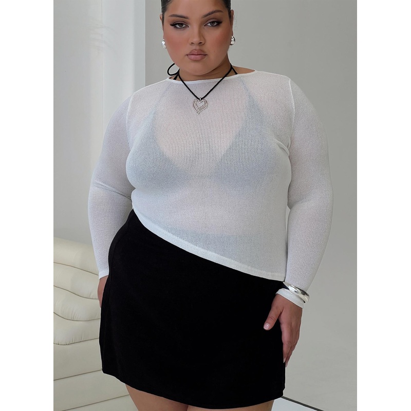 Pratt Long Sleeve Top White Curve