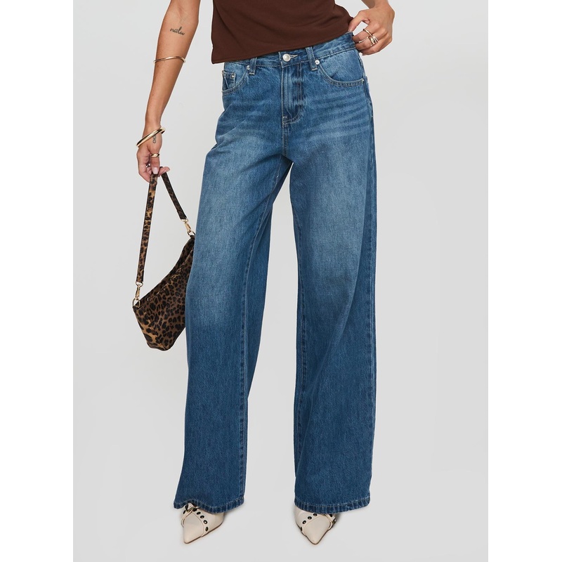 Colemane Mid Rise Denim Jeans Mid Blue