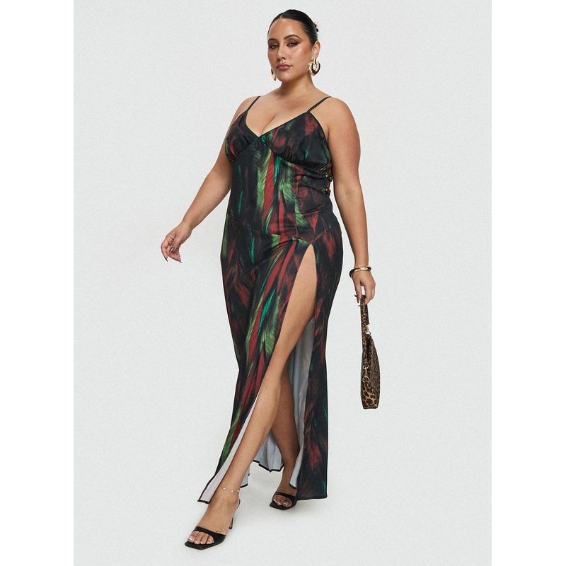 Feather Maxi Dress Multi Curve