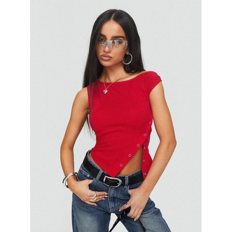 Karre Off The Shoulder Top Red