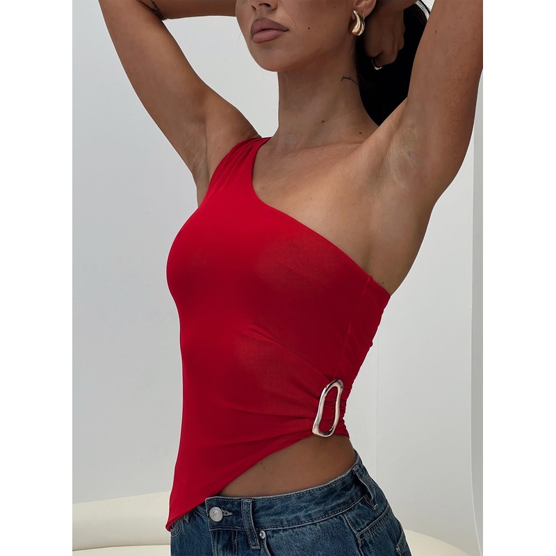 Machiatto One Shoulder Top Red