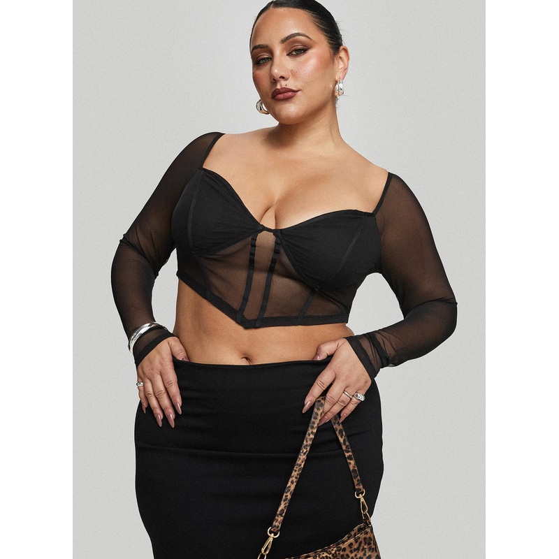 Maranta Long Sleeve Top Black Curve