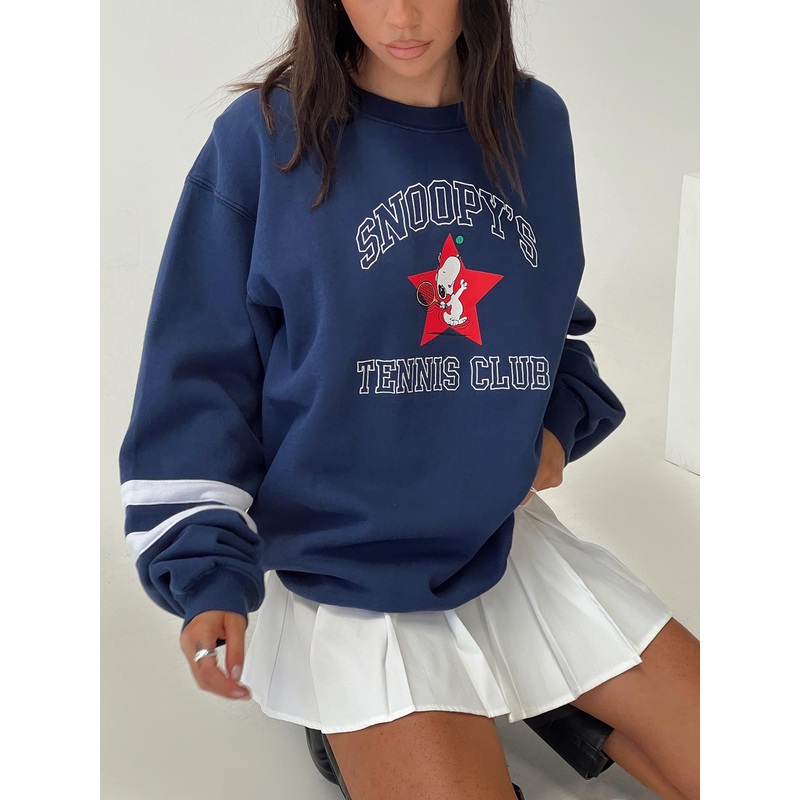 Snoopy Star Tennis Club Sweater Navy