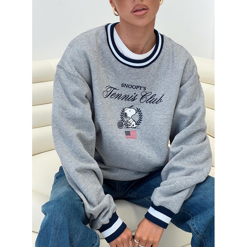 Snoopy Tennis Club Sweater Grey