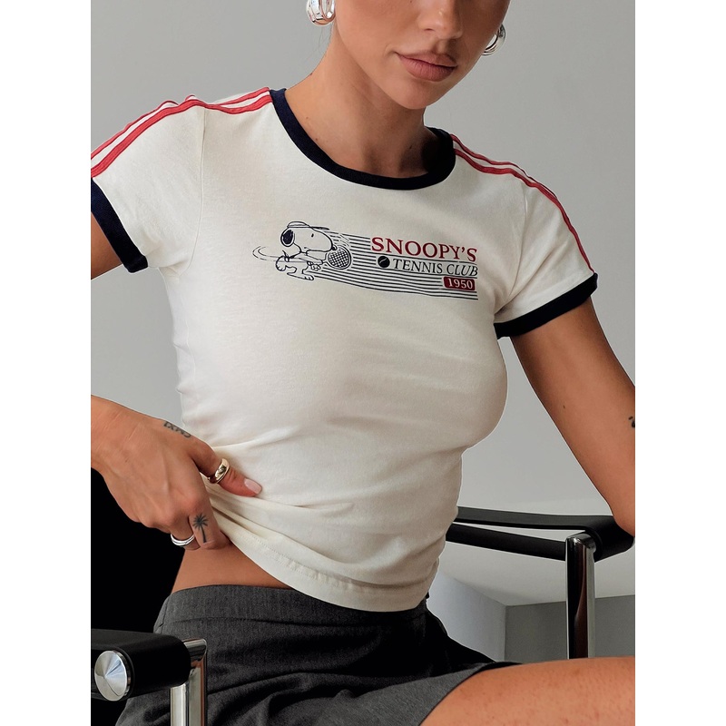 Snoopy Tennis Club Tee White