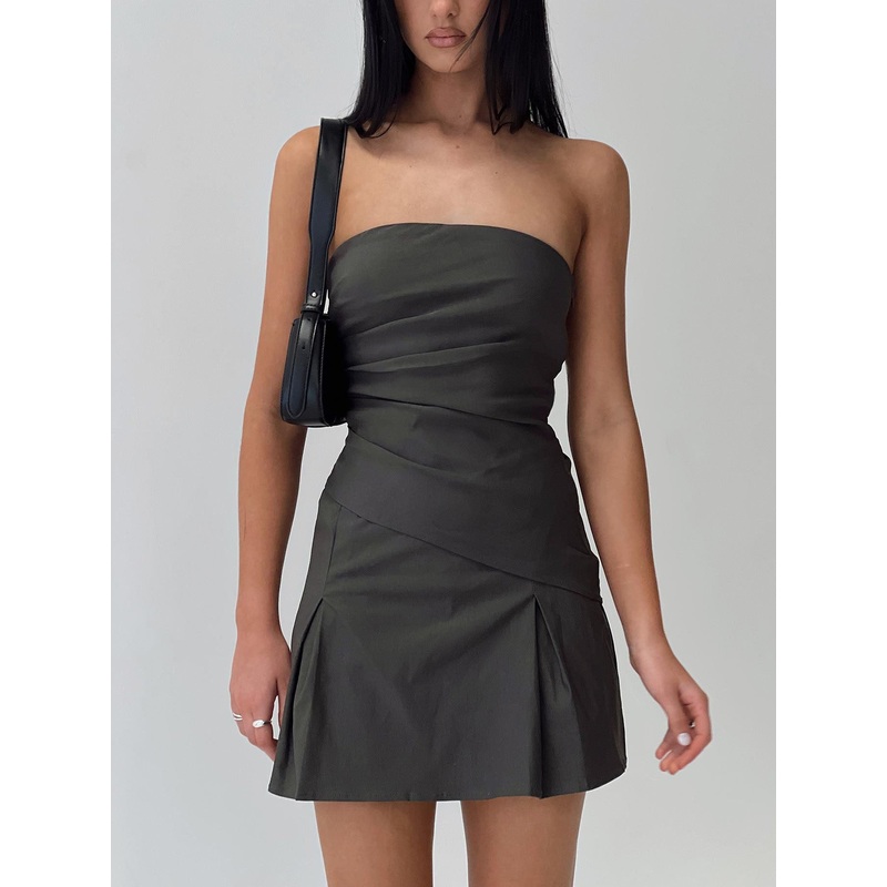 Belleza Strapless Mini Dress Slate Grey