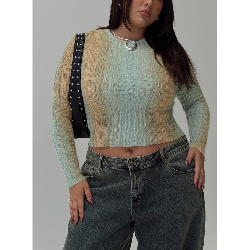 Cardenas Long Sleeve Top Green Curve