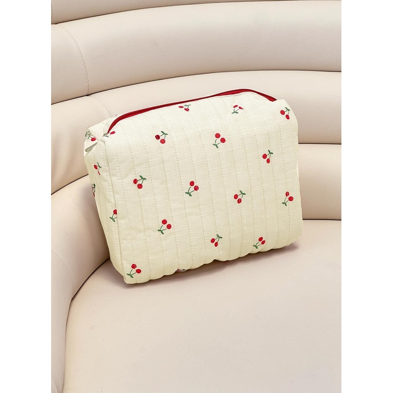 Cherry Time Makeup Bag White