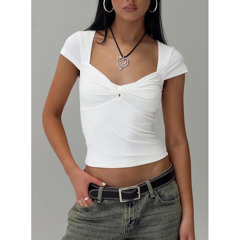 Clyne Short Sleeve Top White