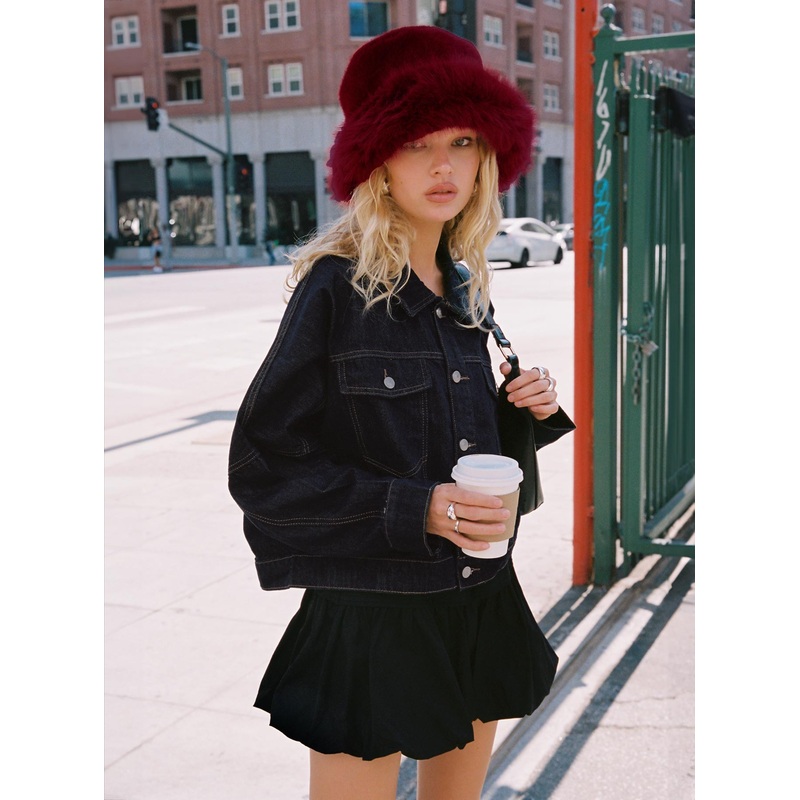 Dear London Bubble Hem Mini Skirt Black