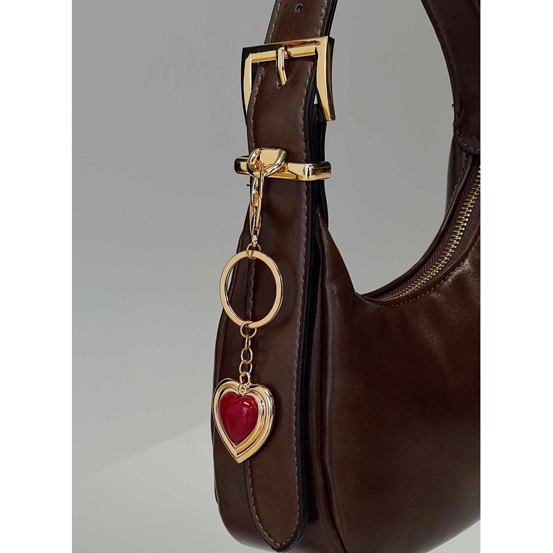Red Heart Keyring Gold / Red