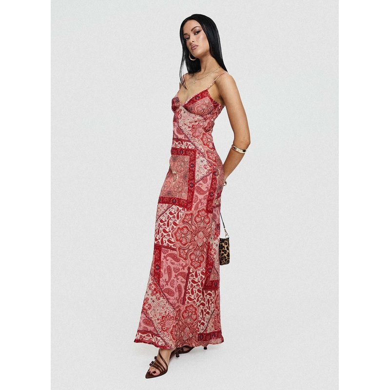 Sugar Plum Maxi Dress Red Paisley