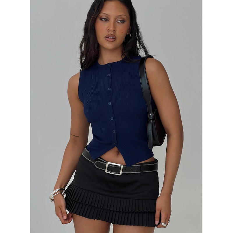 Suzu Sleeveless Knit Top Navy