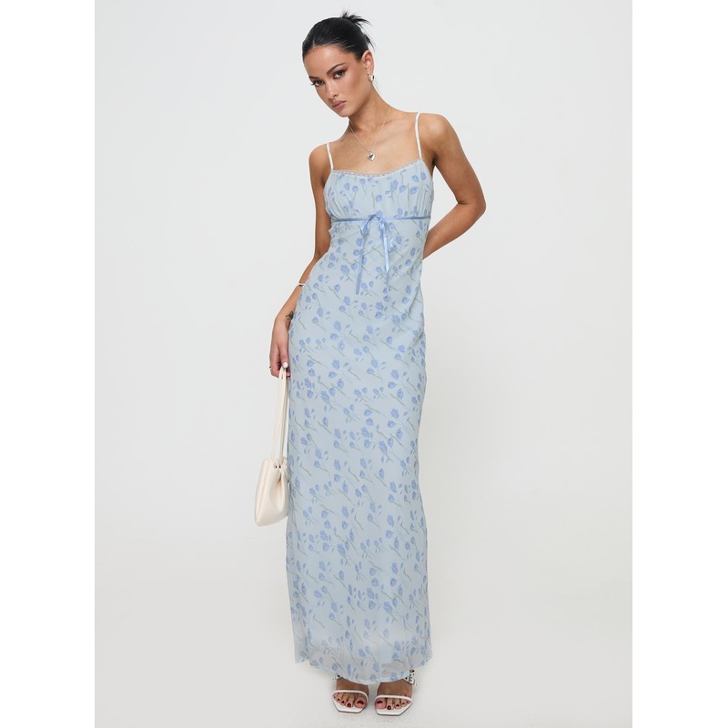 Valencia Maxi Dress Blue Floral