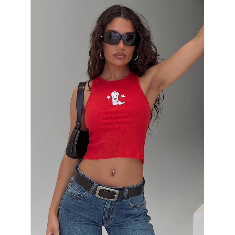 Boot Scootin Graphic Tank Top Red