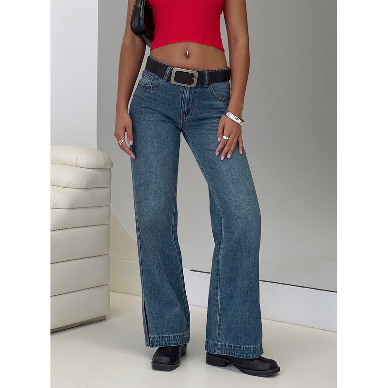 Dog Days Mid Rise Denim Jeans Dark Blue Wash