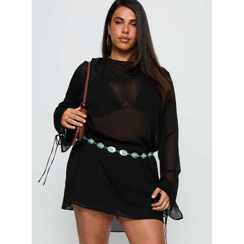 Get Closer Backless Playsuit Black Curve