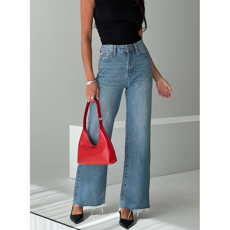 Henesey Raw Hem Jeans Mid Wash Tall