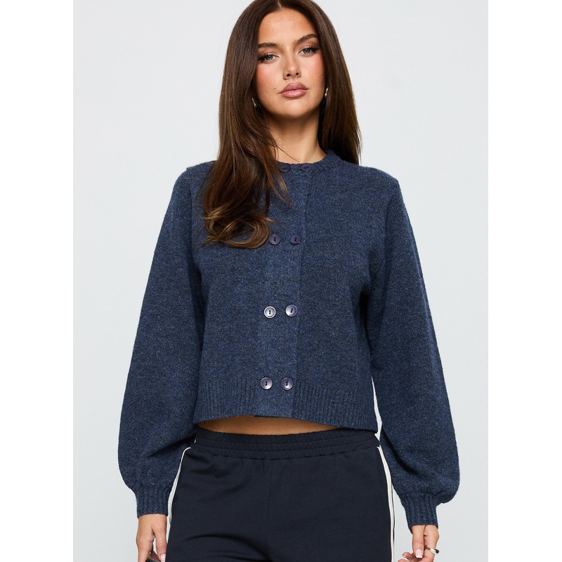 Kammi Button Up Cardigan Navy