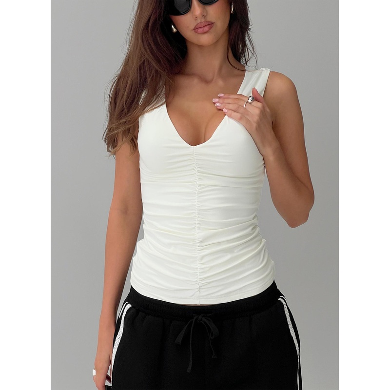 Loving Is Easy Ruched Top White