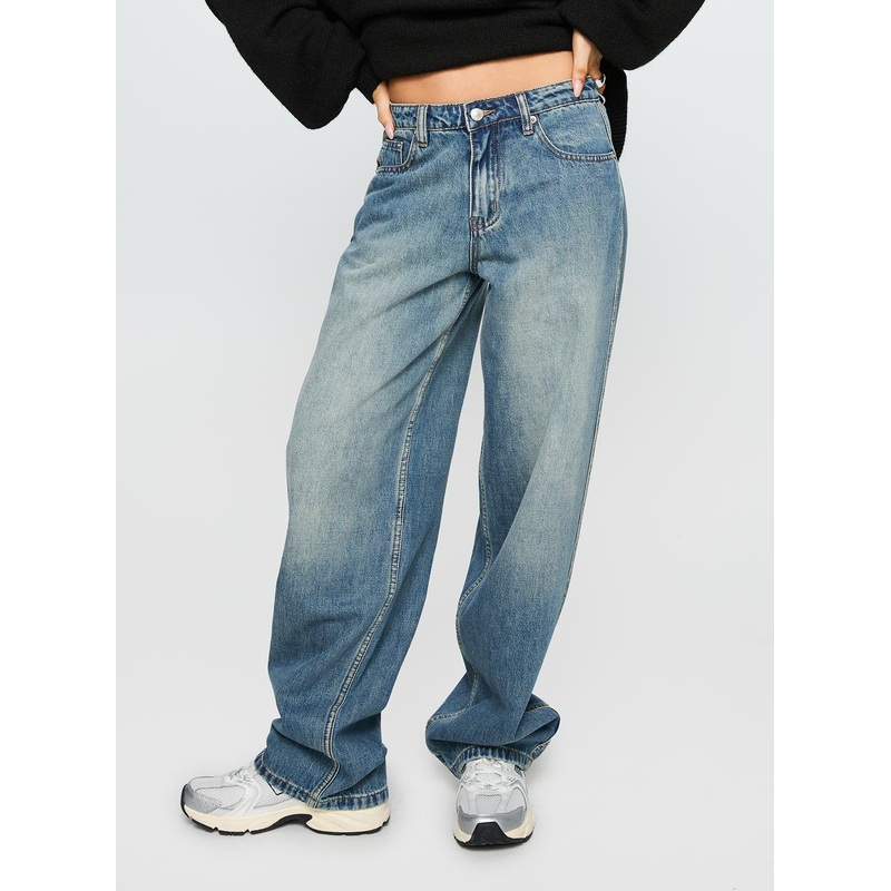 Motomami Mid Rise Denim Jeans Mid Blue Wash