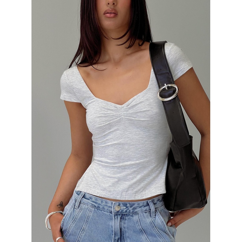 Rehna Short Sleeve Top Grey Marle