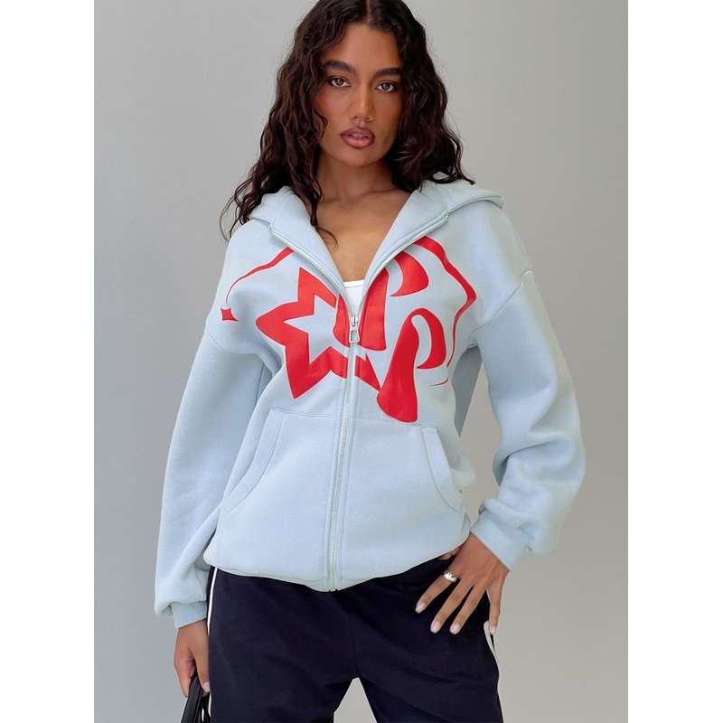 Starblazer Zip Up Graphic Hoodie Blue / Red