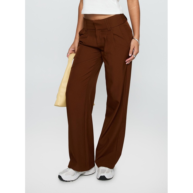Two Lovers Low Rise Pants Brown