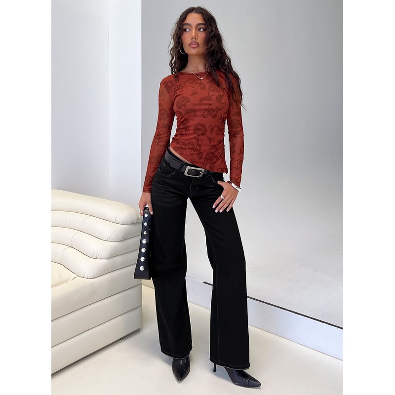 West End Girl Mid Rise Denim Jeans Washed Black